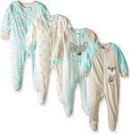 Gerber Baby Boys 4 Pack Sleep 'N Play Footie, Aqua Fox, Newborn