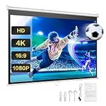 Powerextra Projector Screen, 100 inch Diagonal 16:9 Projection HD Manual Pull Down Home Theater