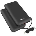 Vena 10,000 mAh Portable Battery Charger with Built-in USB-C & MFI Lightning Cable, 4 Output 2 Input (Quick Charge 3.0 & Power Delivery) 18W High Speed External Power Bank for Phone & Tablet