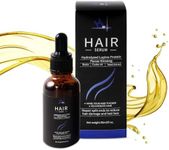 HM Hair Growth Serum With Castor Oil, Biotin, Amino Acids, Hydrolyzed Plant Based Protein & Ginseng - Healthy Scalp - Prevent Breakage - Fuller, Thicker, Nourish & Rejuvenate Hair - Non Greasy