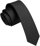 JEMYGINS 1.58" Black Tie Silk Skinny Ties for Men Slim Necktie(4cm)