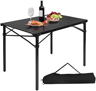 WOLTU Mesa de Camping Aluminio Mesa Plegable Comedor Mesa de Jardín Mesa de Trabajo Mesa de Balcón Mesa de Picnic Tablero Enrollable Alta Capacidad de Carga 104 x 69 x 70cm, Negro CPT8134sz