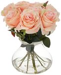 Nearly Natural Rose Artificial Arrangement with Vase