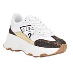 GUESS Women's Calebb Sneaker, White/Brown 145, 11