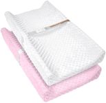 JVEOO 2 Pack Baby Changing Pad Covers, Super Soft Plush Dot Diaper Changing Table Covers Fit 32x16 Inch Changing Table Pad for Baby Boys & Girls