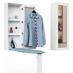 Organizedlife Wall Mounted Ironing Board with Storage Cabinet,Built in Ironing Board & Folding Support Leg, Wall-Mounted Mirrors for Home, Apartment & Small Spaces