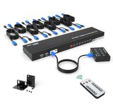 MT-VIKI 8 Port KVM Switch HDMI, 4K@30Hz 1U Rack Mount KVM HDMI Switch w/IR Remote & Wire-Desktop Controller & 8 HDMI KVM Cables & Rack Ears