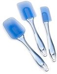 Silicone Spatula Set of 3 - Heat-Resistant Baking Spatulas - Non-Stick Flexible Silicone Rubber Spatula - Easy to Clean - Dishwasher Safe – Blue