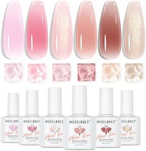 Modelones Hema Free Gel Nail Polish Set, Nude 6 Colors Neutral Gel Polish Skin Tone Pink Glitter Nail Polish Shimmery Pear Gel Polish Starter Kit Soak Off All Season Nude Gel Nail Polish LED Manicure