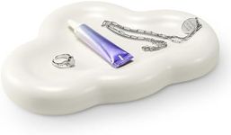 Navaris Cloud Tray Trinket Dish - Ceramic Decor for Home - Decorative Storage for Keys Jewellery Trinkets - 24 x 16.5 x 3 cm (9.5" x 6.5" x 1.2") - White