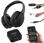 HomeSpot JM320 Auracast TV Headphones, Bluetooth 5.4, with Wireless Transmitter for AV Home Theater Projector, TV & Mobile Seamless Switching, LE Audio Low Latency, Gifts for Senior (Basic Pack)