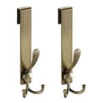 Flybath Shower Door Hooks 2 Pack 304 Stainless Steel Antique Robe Towel Hook Over Door Hooks for Bathroom Frameless Glass Shower Door, Brushed Bronze