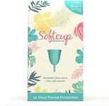 Softcup Menstrual Cup | Reusable Period Cup | Ultra-Soft Medical-Grade Silicone | Leak-Free, 12-Hour Wear | Made in The USA (Size 1)