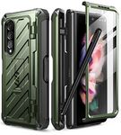 SupCase Case for Samsung Galaxy Z Fold 3 5G (2021), Shockproof Mobile Phone Case Bumper Case, Robust Protective Case [Unicorn Beetle Pro] with Integrated Screen Protector & Stand & S Pen Slot (Green)