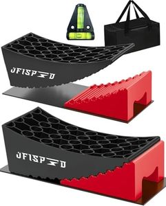 RV Leveling Blocks Ramp Kit, 2 Packs Camper Leveler System for Travel with Two Chocks, 2 Anti-Slip Mats, 1T Bubble Level and Carry Bag, Up to 35000 LBS, Easier & Faster to Level Camper-Red