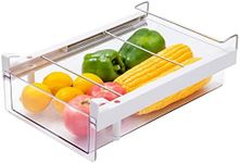 vacane Refrigerator Organizer Drawer,Plastic Fridge Drawer With Handle Pull Out Fridge Bins Organizer, Extra-Long Stretch 19.5",Cheese, Deli Meat, Drinks, Fruit, Vegetable