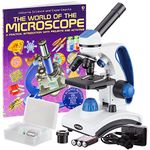 AmScope M162C-2L-PB10-WM Awarded 2018 Best Students and Kids Microscope Kit - 40X-1000X Dual Light All Metal Microscope with Slides and Microscope Book