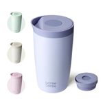 Bottle Bottle Insulated Travel Mug 350ml Stainless Steel Office Coffee Cup with Push Button Lid Keeps Cold and Hot for 12 Hours (Blue)