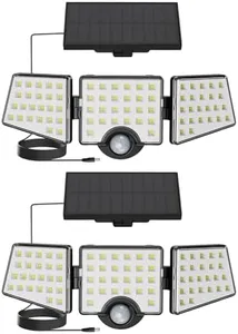 Lepro Solar Flood Lights Outdoor, WL5000 Motion Activated Security Lights, Separate Solar Panel, 3 Adjustable Head 270° Wide Lighting Angle, IP65 Waterproof Wall Lamp for Porch Yard Garage, 2 Packs