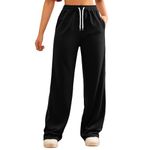 Baggy Trousers Soft Casual Ladies Loose Long Yoga Pants Sport Jogging Tracksuit Bottoms for Ladies Joggers for Women Wide Leg Loungewear Daywear Work Holiday Comfy Baggy Pants (Black, M)