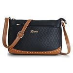 EXOTIC Studded Dual Tone Sling Bag for Women (Black)