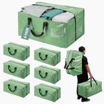 WORKPRO 6 Pack Extra Large Moving Bags with Zippers & Carrying Handles Backpack Straps, Heavy-Duty Storage Tote for Space Saving & Storage, Alternative to Moving Box (Green)