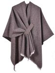 Miaikvs Women's Poncho Reversible Oversized Shawls Elegant Knitted Cape Blanket Front Wrap Cardigan Scarf Coat for Spring Autumn (coffee)