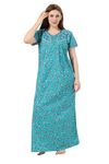 Soulemo Women's Pure Cotton Floor Length Nighty (M - Bust - 42 - Blue 340) 1661TTM