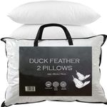 ZZZMRH Premium Duck Feather & Down Pillows - Super Comfort for Restful Sleep-Feather Pillows Hypoallergenic, Breathable & Anti Dust Mite-2 Duck Feather Pillows UK Standard Size(48x74cm)