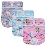 Dono Reusable Female Dog Nappies 3 Pack, Super Absorbent Washable Dog Diapers, Comfortable Pet Diapers Sanitary Panties for Small Medium Large Dogs (Rainbow Horse, L)