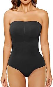 HOMETA Strapless Bodysuit for Women Tummy Control Shapewear Seamless Sculpting Thong Body Shaper Tank Top, Black, X-Large