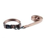 Olahibi Basic Dog Collar and Leash Set, Nylon Material, 5ft Matching Leash, for Small Dog.(S, Brown Set)