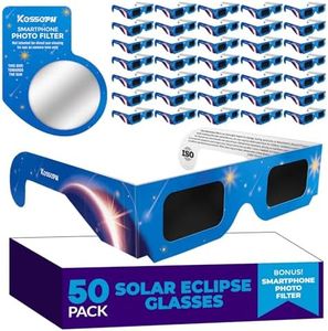 Solar Eclipse Glasses Approved 2024, CE and ISO Certified Solar Eclipse Observation Glasses (50 Pack - Blue Stars Design)