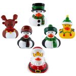 Quackers pack of 6 Christmas Themed Rubber Bath Toy Ducks - Santa,Reindeer & friends.