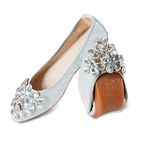 MACHSWON Womens Ballet Flat Black Pumps Ladies Bride Dolly Ballerina with Sparkly Rhinestone Work Office Formal Comfort Pointed Toe Slip On Wedding Flats Shoes(Apricot, Size 5.5)