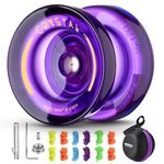 K2 Yoyo Professional Responsive Yoyo for Beginner, Dual Purpose Yo yo for Kids/Adults, Plastic Tricks Yoyo with Unresponsive Yoyo Bearing Kit, 12 Yo-Yo Strings, Yo yo Case Bag - Crystal Purple