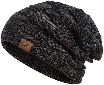 REDESS Beanie Hat For Men and Women Winter Warm Hats Knit Slouchy Thick Skull Cap Variegated Mix-Black