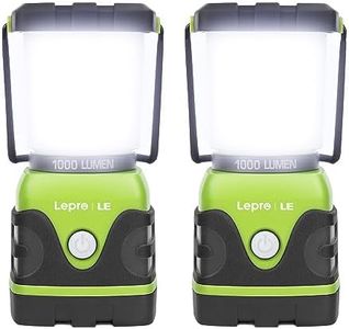 LE 1000LM Battery Powered LED Camping Lantern, Waterproof Tent Light with 4 Light Modes, Camping Essentials, Portable Lantern Flashlight for Camping, Emergency, Power Outages, Not Rechargeable, 2PCS