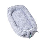 molis&co - Baby Nest Pod for Newborn - Baby Sleep Pod Soft Breathable 100% Cotton (OEKO-TEX) - Travel & Baby Essential Gift for Newborn - Sleepyhead Baby (Blue Garden)