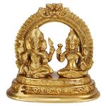 Kartique Brass Ganesha Laxmi Ganesh Lakshmi Bhagwan Idol Ganpati Murti Metal Statue for Home Office Success Entrance Decor Diwali Pooja Good Luck Hindu Gift (Gold)