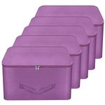 Storite 5 Pack Nylon Wardrobe Bag Underbed Moisture Proof Cloth Storage Organizer, Storage box for Clothes Saree Bags with Zippered Closure & Handle (Purple, 37x35x23 cm) Square