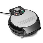 Amazon Basics Belgian Waffle Maker with Round 20cm Ceramic Non-Stick Plate, Browning Control, Black