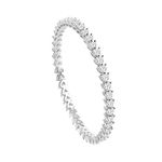 CLARA 925 Sterling Silver Heart Solitaire Bangle Size 2.4 | Swiss Zirconia, Rhodium Plated | Gift for Women and Girls