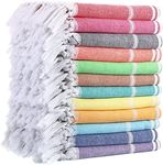 12 Pcs Turkish Beach Towels Set Turkish Bath Towel Bulk Peshtemal Bath Towel 71 x 35 Inch Oversized Quick Dry Lightweight Adult Use Turkish Towel for Beach Travel Pool Camping Sauna Bath Spa, 12 Color