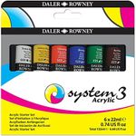 Daler Rowney SYSTEM3 Premium Quality Acrylic Paints Starter Set 6 x 22 ml Multi-Coloured