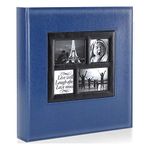 Benjia Photo Album 500 Pockets 6x4 Photos, Extra Large Size Leather Cover Slip in Wedding Family Photo Albums that Holds 500 6x4" / 10x15cm Photos Blue