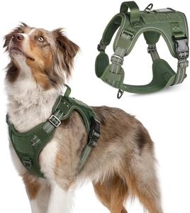 rabbitgoo Tactical Dog Harness No Pull for Medium Dogs, Military Dog Vest with Handle & Molle, Easy Control Service Dog Harness for Dogs Training Walking, Adjustable Reflective Pet Harness,Green, M