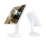 Sanas Makeup Mirror with LED Lights 1Pc Rotating Touch Screen Rectangle Shape Vanity Make-up Light Brightness Control for Makeup Dressing Table Top Stand for Women and Men 1Pc (White)