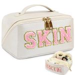 GINOYA Large Capacity Toiletries Bag, Birthday Gift for Girl, Ladies Makeup Organiser Bag with Skin for Skincare Preppy Makeup Pencil Case Cosmetic Travel Pouch