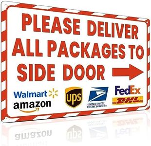 ALKB Delivery Sign for Outdoor Use 8x12 Inch Package Sign with Arrow Right - Please Deliver All Packages to Side Door
